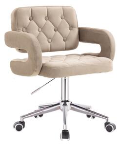 HR8403K Latte modern velúr szék krómozott lábbal