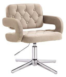 HR8403CROSS Latte modern velúr szék krómozott lábbal