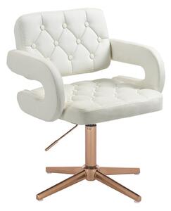 HR8403CROSS Fehér modern műbőr szék arany lábbal