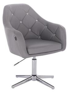 HR830 Szürke modern műbőr szék krómozott lábbal