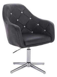 HC830 Fekete modern műbőr szék krómozott lábbal