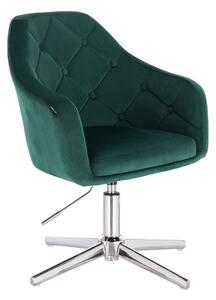 HR831CROSS Sötétzöld Modern Velúr Szék Krómozott lábbal