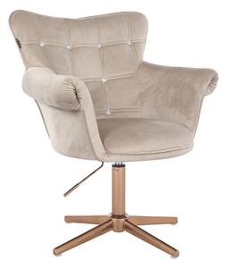 HR804CCROSS Latte modern velúr szék arany lábbal