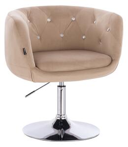HR333CN Latte modern velúr szék krómozott lábbal