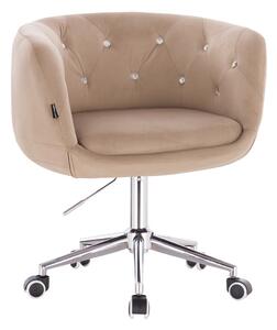 HR333CK Latte modern velúr szék krómozott lábbal