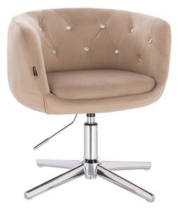 HR333CCROSS Latte modern velúr szék krómozott lábbal