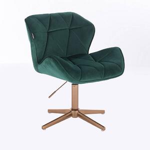 HR111CROSS Sötétzöld modern velúr szék arany lábbal