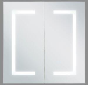 Fehér Fali Fürdőszoba Szekrény LED Tükörrel 60 x 60 cm MAZARREDO