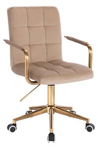 HC1015KP Latte modern velúr szék arany lábbal