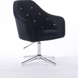 HR830CROSS Fekete Modern Velúr Szék Krómozott lábbal