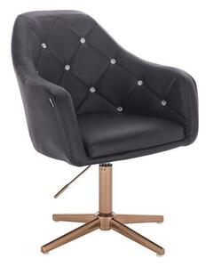 HC830 Fekete modern műbőr szék arany lábbal