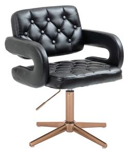HR8403CROSS Fekete modern műbőr szék arany lábbal