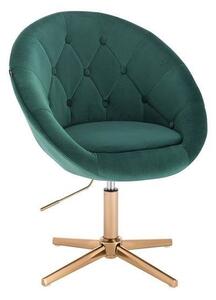 HR8516CROSS Sötétzöld modern velúr szék arany lábbal