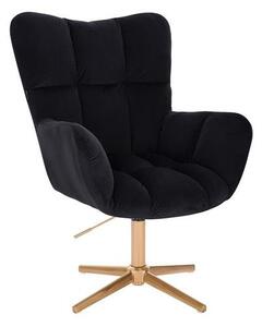 HR650CROSS Fekete modern velúr szék arany lábbal