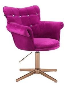 HR804CCROSS Fukszia modern velúr szék arany lábbal