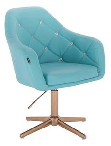 HR830CROSS Türkiz modern műbőr szék arany lábbal
