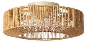 Raveni mennyezeti ventilátor világítással, kenderkötéllel, Ø 50 cm – Lucande Lucande, Raveni, Barna / Rozsdabarna, Nappali, Modern