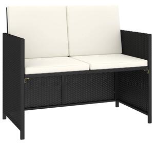 VidaXL 6-részes fekete polyrattan kültéri étkezőszett párnákkal