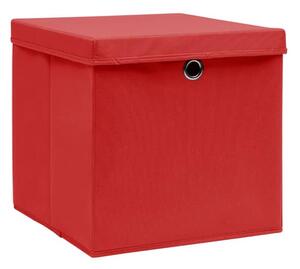 VidaXL 10 db piros fedeles tárolódoboz 28 x 28 x 28 cm