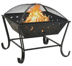 VidaXL acél XXL méretű tűztál piszkavassal 62 cm