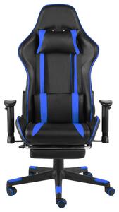VidaXL kék PVC forgó gamer szék lábtartóval