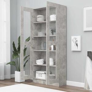 VidaXL betonszürke szerelt fa vitrinszekrény 82,5 x 30,5 x 185,5 cm