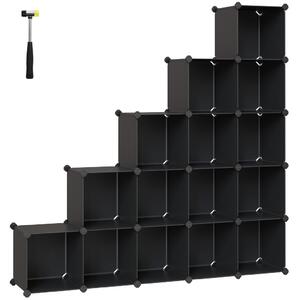 Tároló dobozok moduláris műanyag rendszerező kockák 15 db, fekete 123x31x123cm