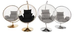 KONDELA Függő fotel állvánnyal, átlátszó/arany/fekete, BUBBLE TYP 3