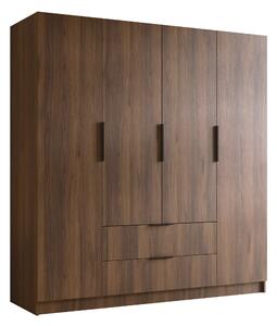 Gardróbszekrény Closico Cadron I, Laminált forgácslap, 216x200x60cm, Dió, Fekete