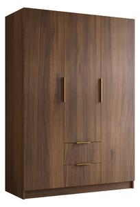 Gardróbszekrény Closico Calvron I, Laminált forgácslap, 216x150x60cm, Dió, Aranysárga