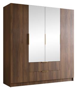 Gardróbszekrény Closico Cadron II, Laminált forgácslap, 216x200x60cm, Aranysárga, Dió