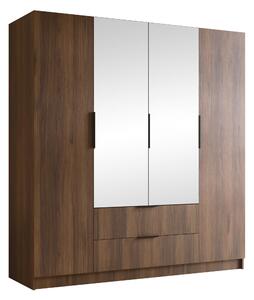 Gardróbszekrény Closico Cadron II, Laminált forgácslap, 216x200x60cm, Dió, Fekete