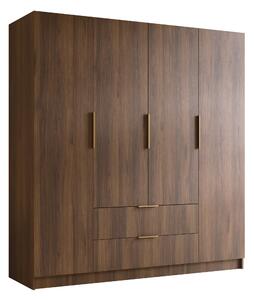 Gardróbszekrény Closico Cadron I, Laminált forgácslap, 216x200x60cm, Dió, Aranysárga