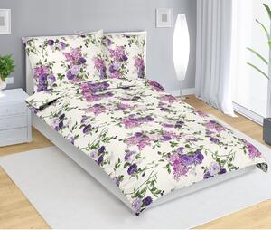 Bellatex Rózsa pamut ágyneműhuzat lila, 140 x 200 cm, 70 x 90 cm, 140 x 200 cm, 70 x 90 cm