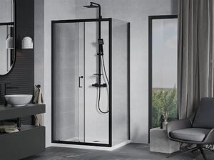 Mexen APIA, tolóajtós zuhanykabin 100 (ajtó) x 70 (fal) cm, 5mm átlátszó üveg, fekete profil + fehér zuhanytálcás, 840-100-070-70-00-4010B