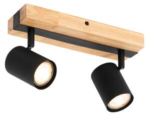 Okos mennyezeti spotlámpa fekete fa 2-lámpás állítható Wifi GU10 50mm - Jeana