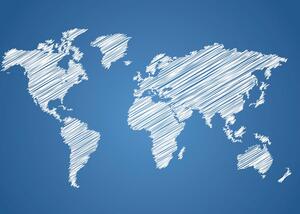 Öntapadó tapéta kikelt világtérkép kék alapon