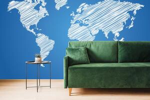 Öntapadó tapéta kikelt világtérkép kék alapon