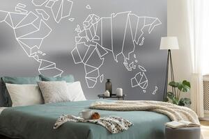 Öntapadó tapéta stilizált világtérkép fekete fehérben
