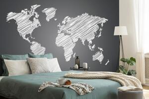 Kikelt világtérkép fekete fehérben