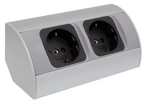 Dupla aljzat schuko corner box 2 alu sarok konnektor konyhába, irodába