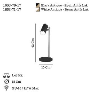Lume asztali lámpa, fekete/arany antik, magasság 42 cm, fém