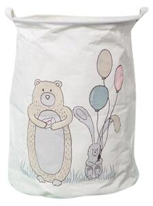 Játék és szennyes kosár BEAR mintával 35x45 cm, fehér