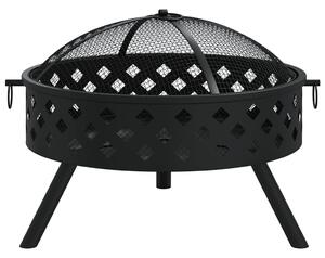 VidaXL acél XXL méretű tűztál piszkavassal 58 cm