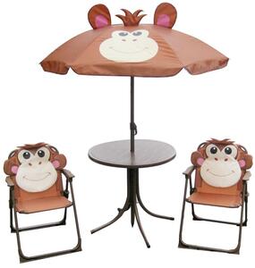 Szett LEQ MELISENDA Mono, majom, napernyő 105 cm, asztal 50 cm, 2 szék, gyermek