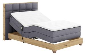 KONDELA Elektromos állítható ágy, boxspring, sötétszürke/artisan tölgy, 120x200, TIANA