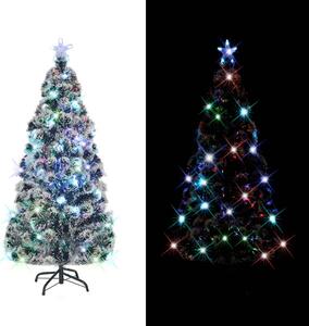 Száloptikás megvilágított karácsonyfa állvánnyal és LED-es 210 cm