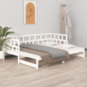 Fehér tömör fenyőfa kihúzható kanapéágy 2 x (90 x 200) cm