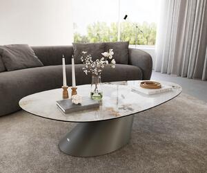 DELIFE Dohányzóasztal Edge ovális 140x75 cm kerámia Minas melange Conis fém titán színű effektfinish