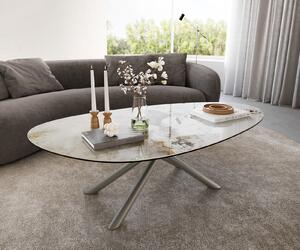 DELIFE Dohányzóasztal Edge ovális 140x75 cm kerámia Minas Melange Sarity fém titán színű effektfinish